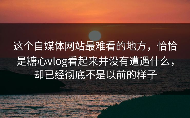 这个自媒体网站最难看的地方，恰恰是糖心vlog看起来并没有遭遇什么，却已经彻底不是以前的样子