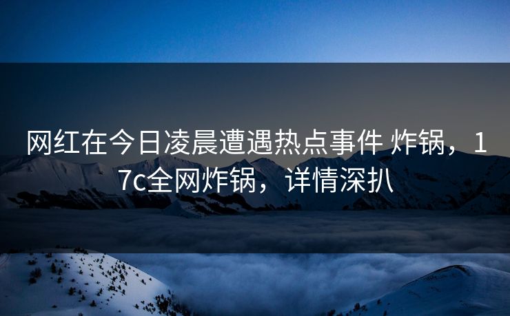 网红在今日凌晨遭遇热点事件 炸锅，17c全网炸锅，详情深扒